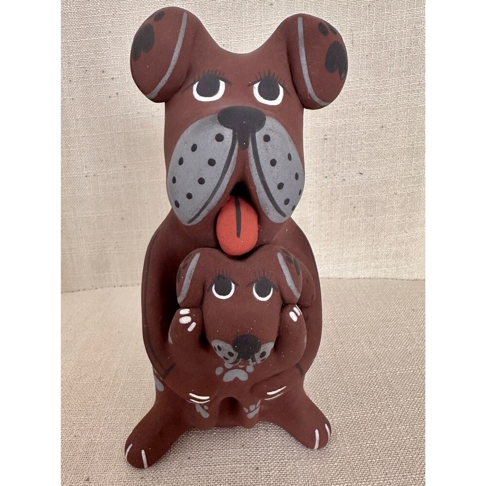 Native Hand Made Jemez Pottery Dog Puppy Storyteller Sculpture Darrick Tsosie